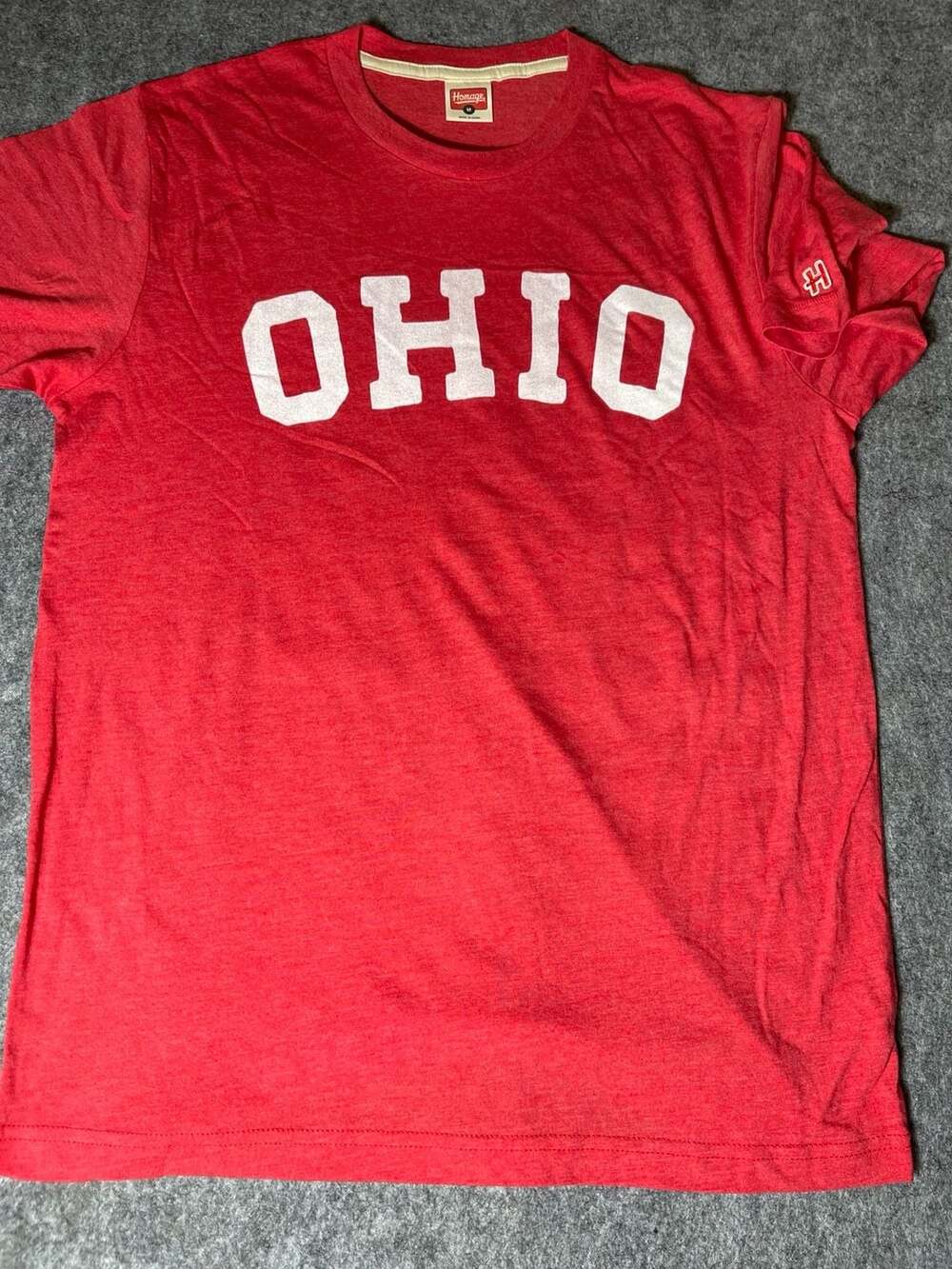 Classic Block Ohio T-Shirt - Red Heathered Short Sleeve Tee